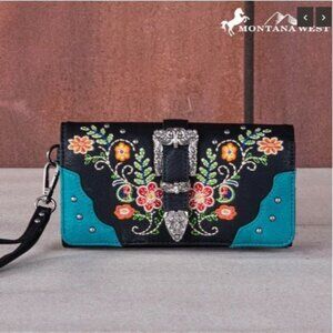MW1252-W018 Montana West Embroidered Buckle Collection Wallet